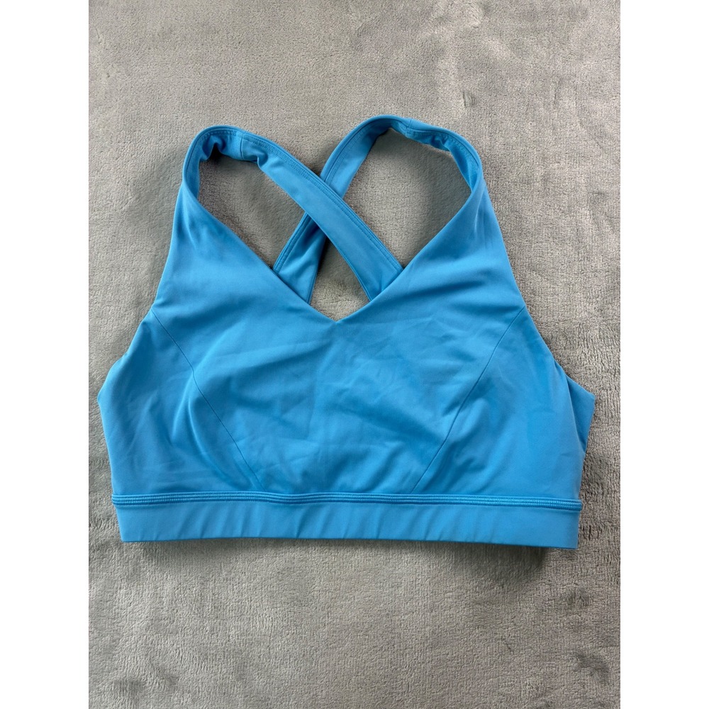 Lululemon All Powered Up Bra Cyan Blue Cross Back Sports Bra LW2DWBS Size 10